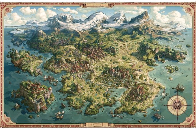 draw a fantasy map illustration