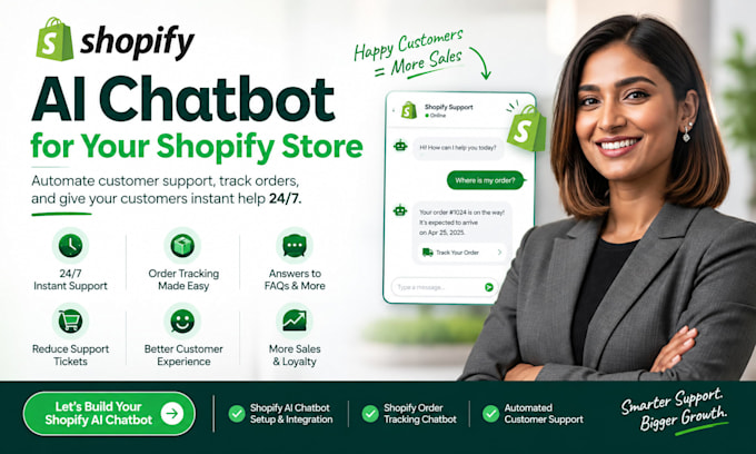 build shopify ai chatbot for customer support, shopify order tracking chatbot