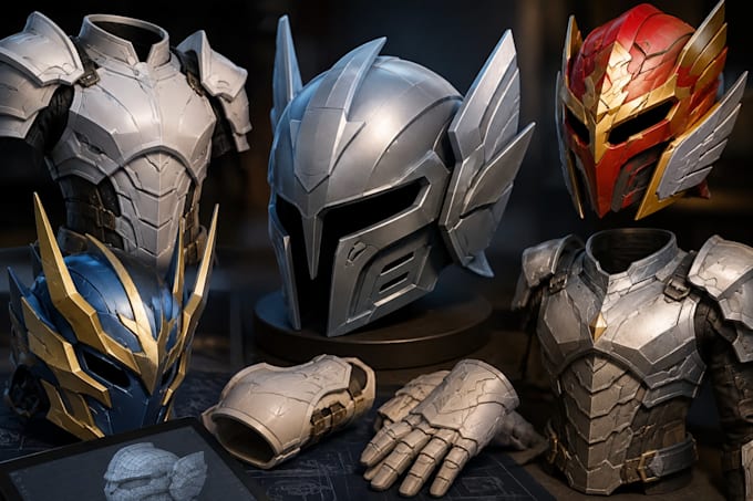 create a custom 3d cosplay model, armor or helmet