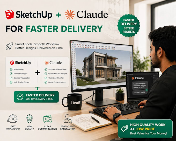 create sketchup 3d house model and rendering