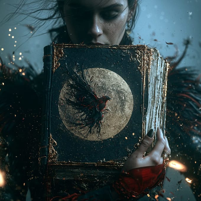 create fantasy book cover with dragons and mythical