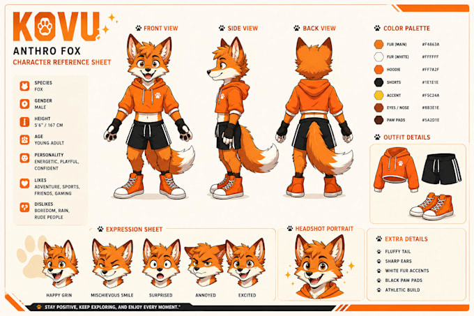 create a custom fursona reference sheet