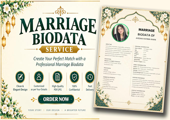 create an elegant and attractive marriage biodata design