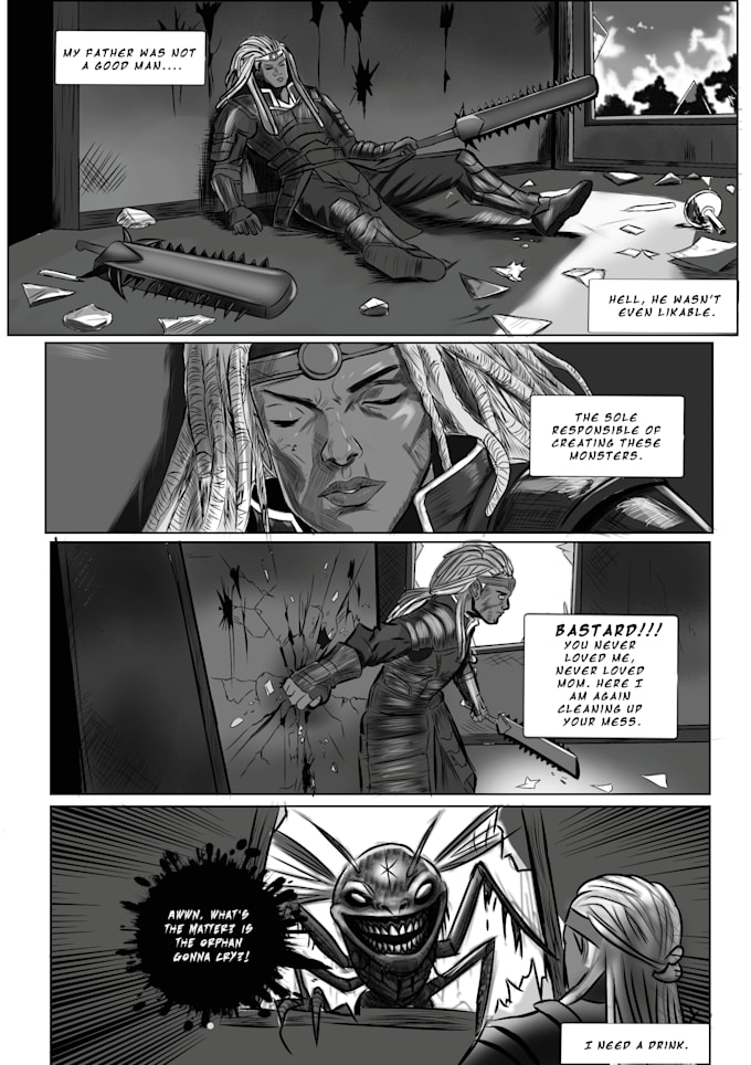 illustrate manga pages, webtoon panels and comic pages