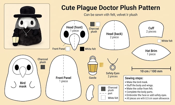 create a custom plush sewing pattern for plush toy production