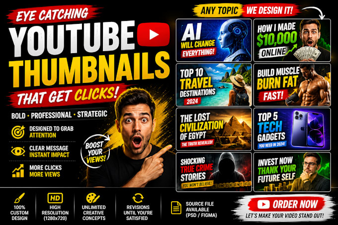 design eye catching youtube thumbnails