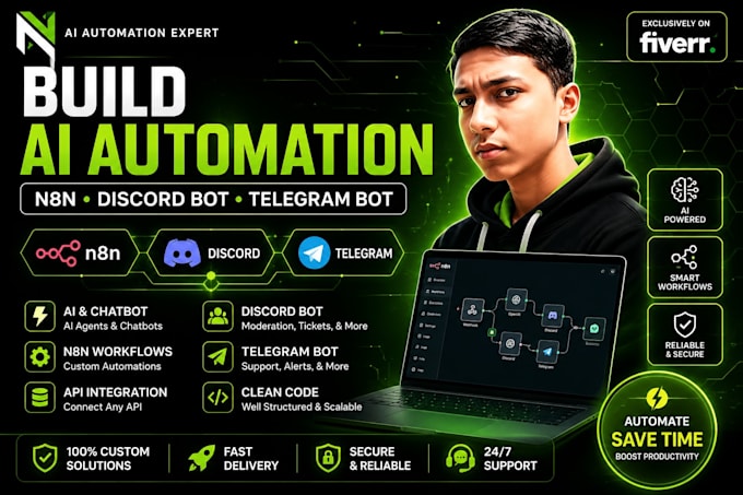 build n8n automation, ai chatbot, discord and telegram bot