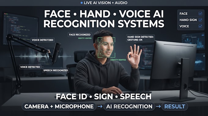 build face recognition, hand gesture recognition and voice or speech recognition