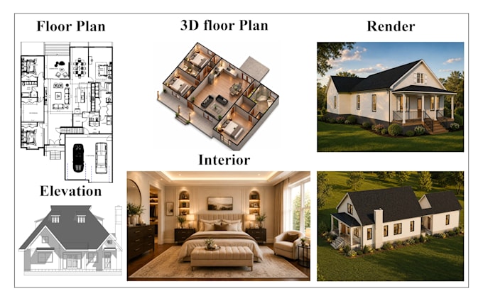 do architectural 2d autocad floor plan, permit drawing, 3d exterior rendering