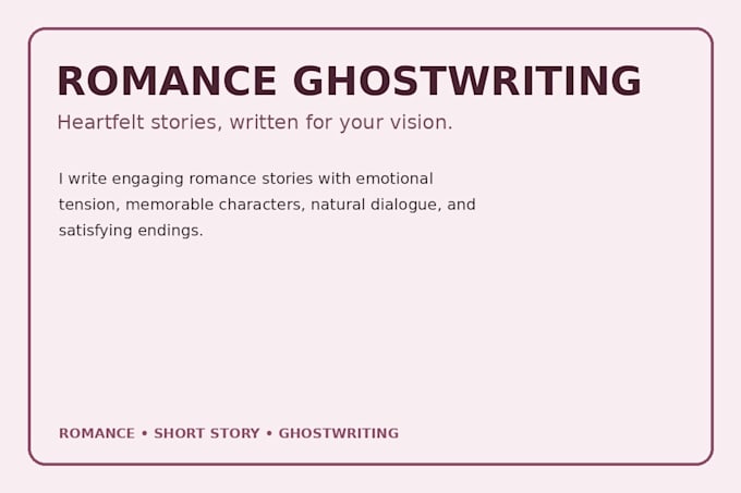 ghostwrite your romance short story