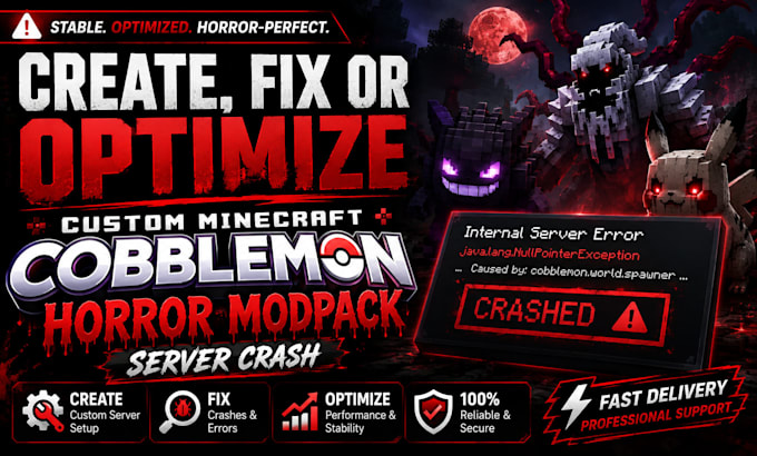 create, fix or optimize custom minecraft cobblemon horror modpack server crash