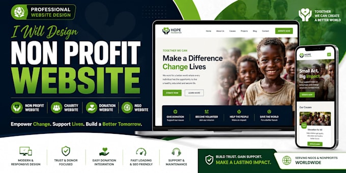 develop nonprofit website for charity, events, donation using wordpress