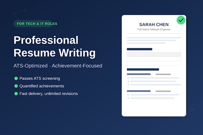 write an ats optimized resume for tech and IT professionals