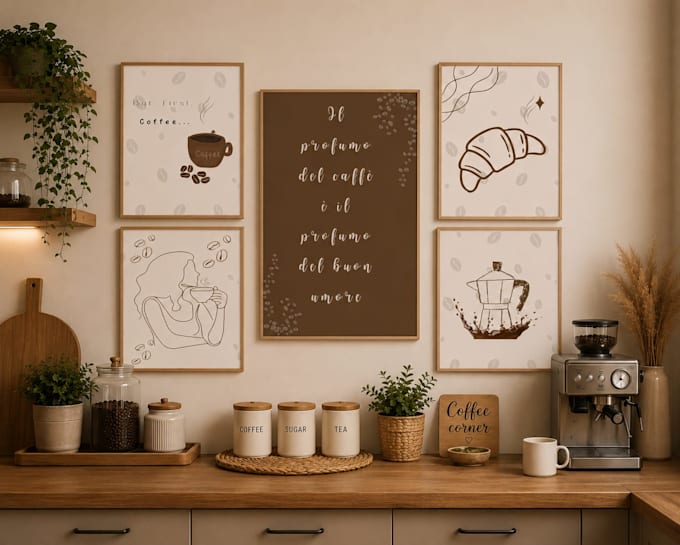 design custom coffee corner wall art and printable coffee posters