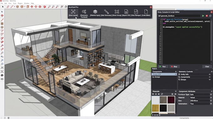develop a custom sketchup plugin, extension, ruby script, or API tool