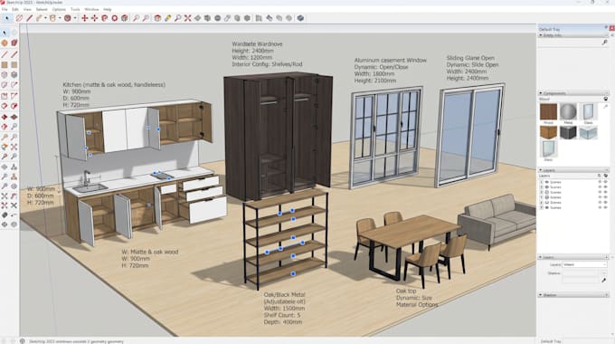create sketchup dynamic components, interactive models, and custom component
