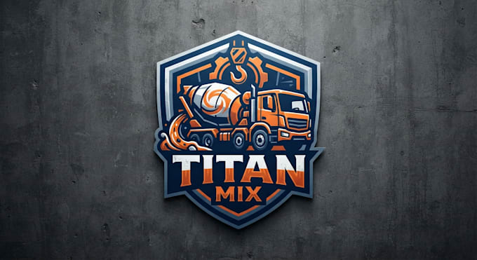 design a powerful concrete mixer logo for your brand