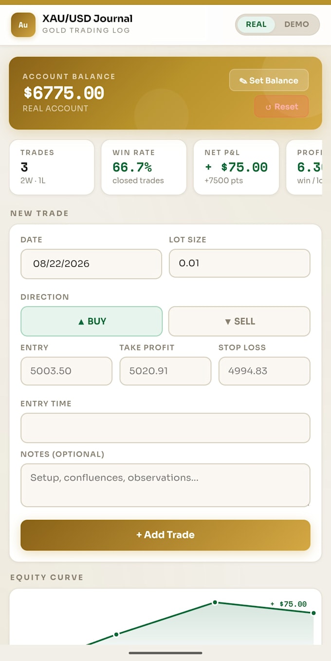 create a custom trading journal or webapp for you
