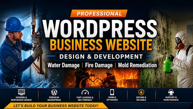 design a water damage wordpress website and restoration business