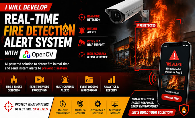 develop real time fire detection alert system with opencv