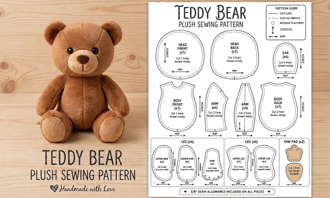design custom stuffed animal sewing patterns with production tech packs