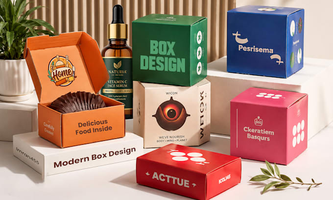 design product packaging, box, label with all files in 24hr