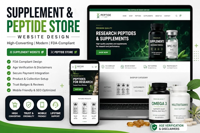 build supplement website peptide store