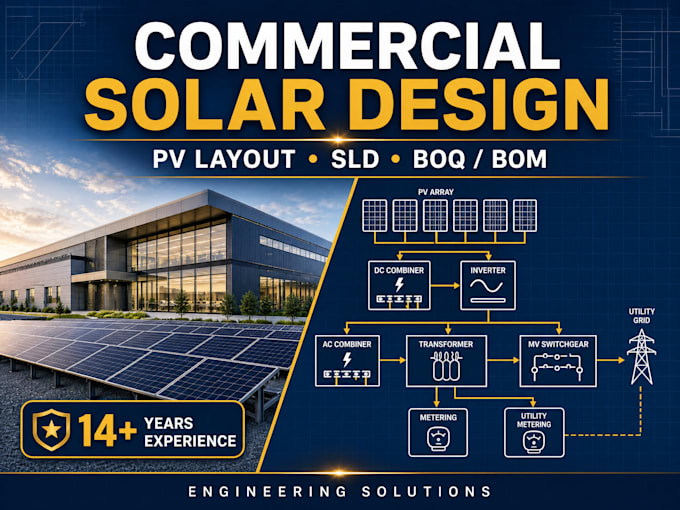 design a commercial solar pv system with sld and yield report