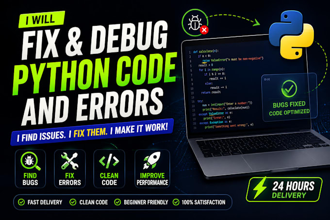 fix and debug python code and errors