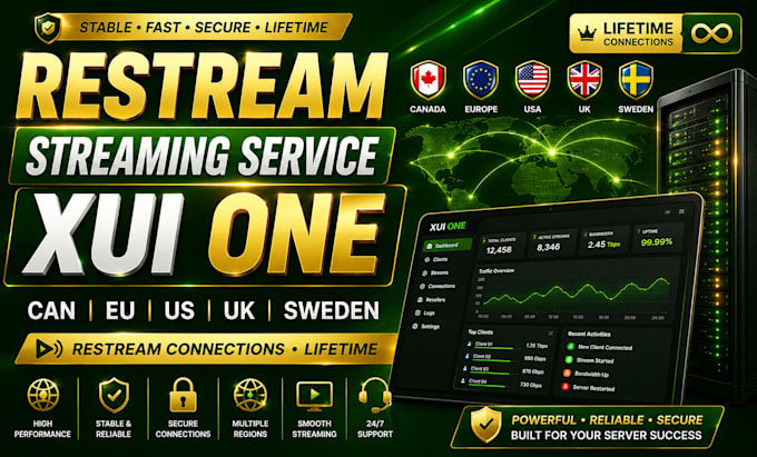 offer streaming services, can, eu, US, UK, sweden restream connections lifetime