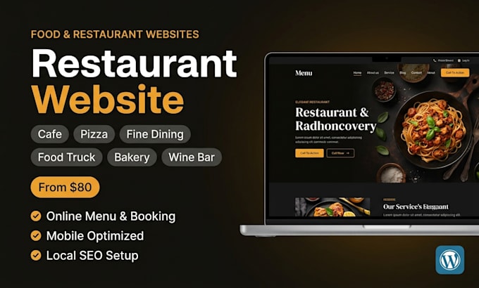 build a wordpress restaurant website for cafe, pizza, or fine dining