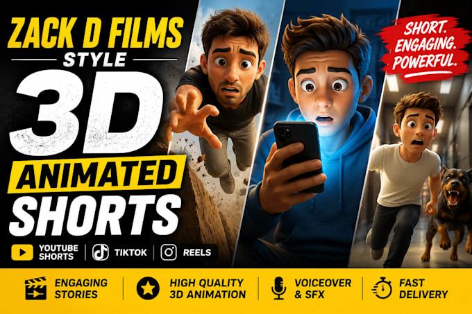 create zack d films style 3d animated youtube shorts