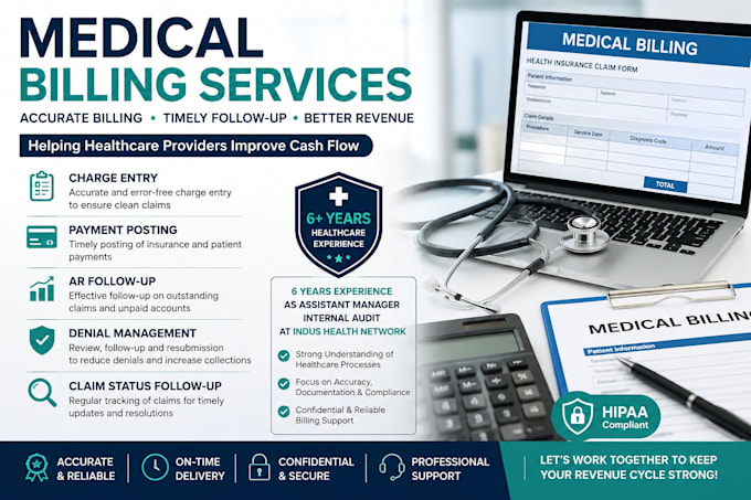 medical billing, charge entry, payment posting and ar follow up