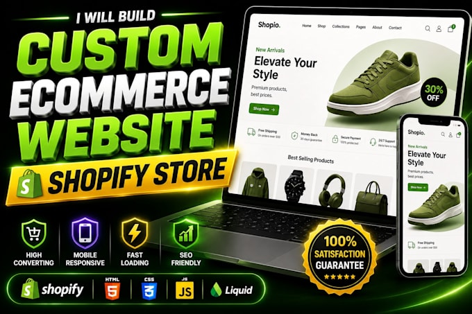 build ecommerce website, online store or shopify store setup