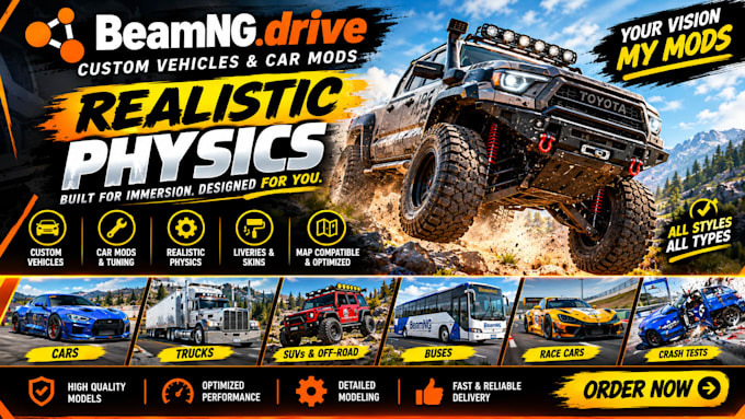 custom beamng drive vehicle, car mods with realistic physics