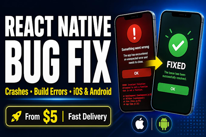 fix react native bugs and crashes for android and ios