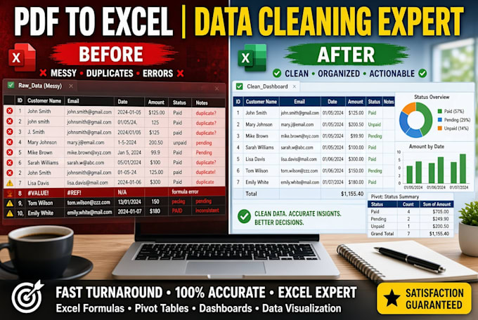 do excel data entry, data cleaning, and word document formatting