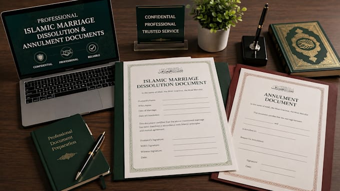 create professional islamic marriage dissolution and annulment documents