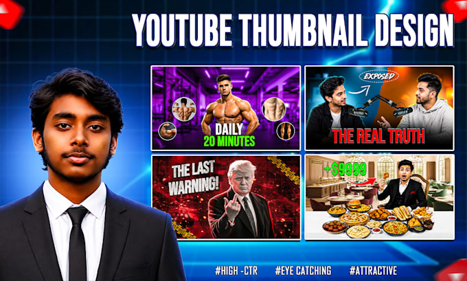 design high CTR youtube thumbnails professionally