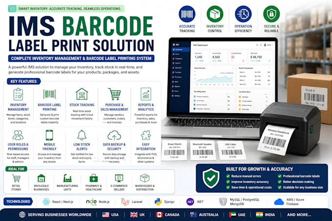 develop a custom inventory management and barcode label system