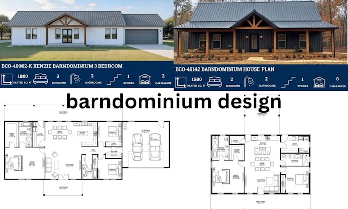 design custom barndominiun plans, pole barn house plans and 3d rendering