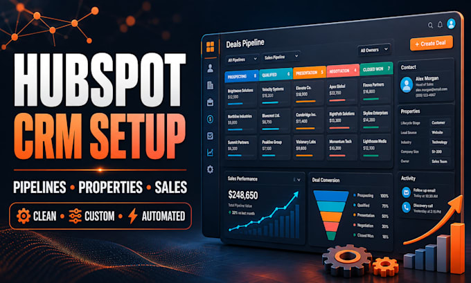 set up and customize hubspot CRM sales pipelines and properties