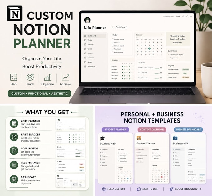 create a custom notion planner and dashboard