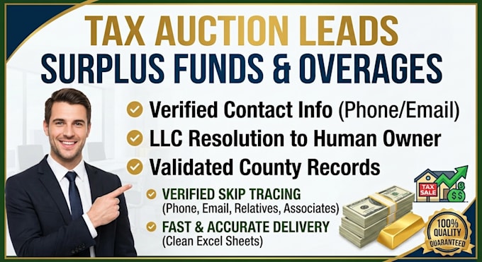 do tax auction surplus funds lead generation and skip tracing