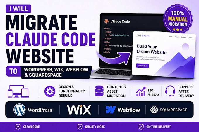 migrate claude code website to wordpress wix webflow and squarespace