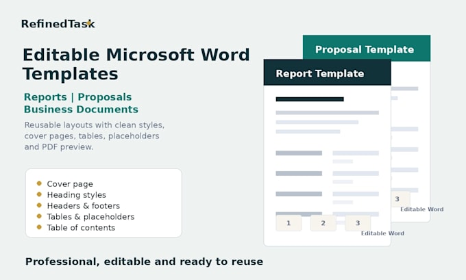 create a professional microsoft word report or proposal template