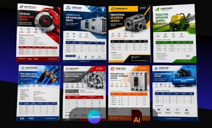 design, format manufacturing technical sheets into b2b product catalog brochure