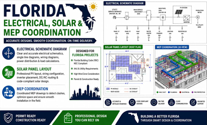 design florida electrical schematic diagram solar panel layout mep coordination