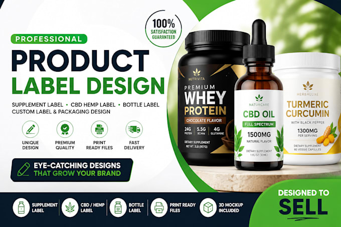 design product labels, supplement labels, bottle labels, and cbd hemp labels