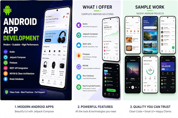 build android apps with kotlin, jetpack compose, firebase and API